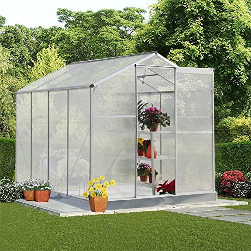 Evedy Greenhouse, 6X8 Ft Greenhouses For Outdoors, Walk-In Greenhouse Polycarbonate Greenhouse, Aluminum Green House Kit For Winter Plants With Lockable Door And Adjustable Roof Vent #TOP7