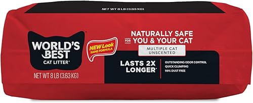 Miniatura 8 de WORLD'S BEST CAT LITTER Múltiples gatos sin perfume, 8 libras, ingredientes naturales, aglutinación rápida, desechable, 99% libre de polvo