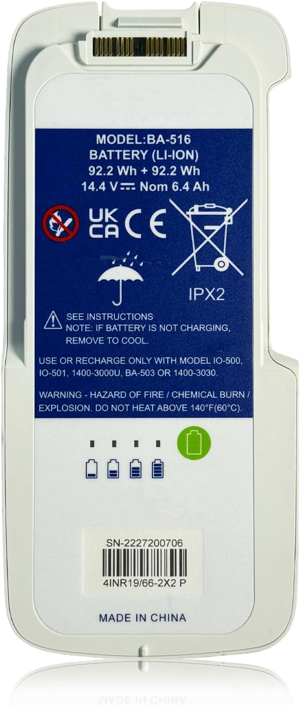 BA-516 Replacement Battery for IO-500 IO-501 1400-3000U BA-503 1400-3030 6.4Ah 14.4V Lightweight Double Battery 16 Cell