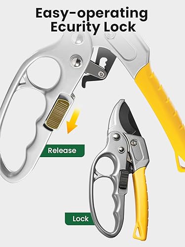 Miniatura 8 de GROWNEER Juego de 3 tijeras de jardín profesionales, tijeras de podar de jardín de acero inoxidable, tijeras de jardinería, tijeras de flores para