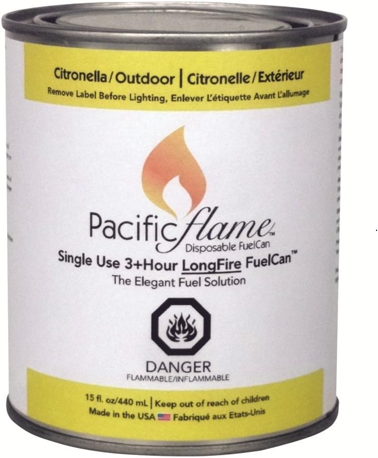 Pacific Decor Citronella LongFire Gel Fuel Can, 3Hour, 15