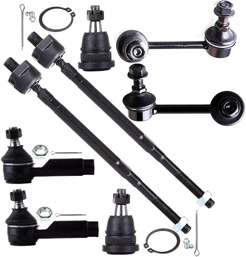 Kit de suspensión de 8 piezas, 2 juntas de bola inferior, 2 barras de conducción, lado del conductor del pasajero, 2 interiores y 2 exteriores,