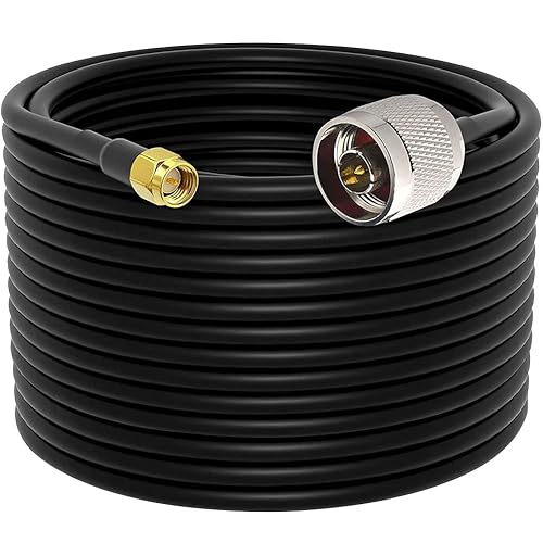 onelinkmore Antena RG58 N macho a SMA macho de baja pérdida Cable coaxial RF de 75 pies y aplicaciones de radio bidireccional Cable de cobre puro de