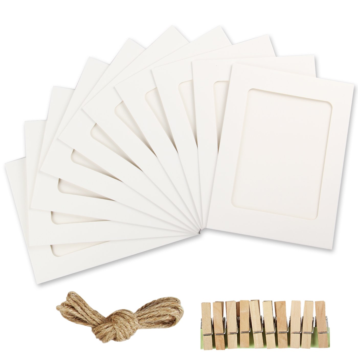 Buy YILOVE Cardboard Paper Picture Frames 4X6 Inch DIY Photo Frame with Clips and String, White