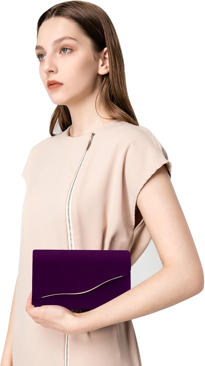 Clutch Purses for Women Evening Bag Faux Suede Formal Party Wedding Cocktail Prom - Image 2