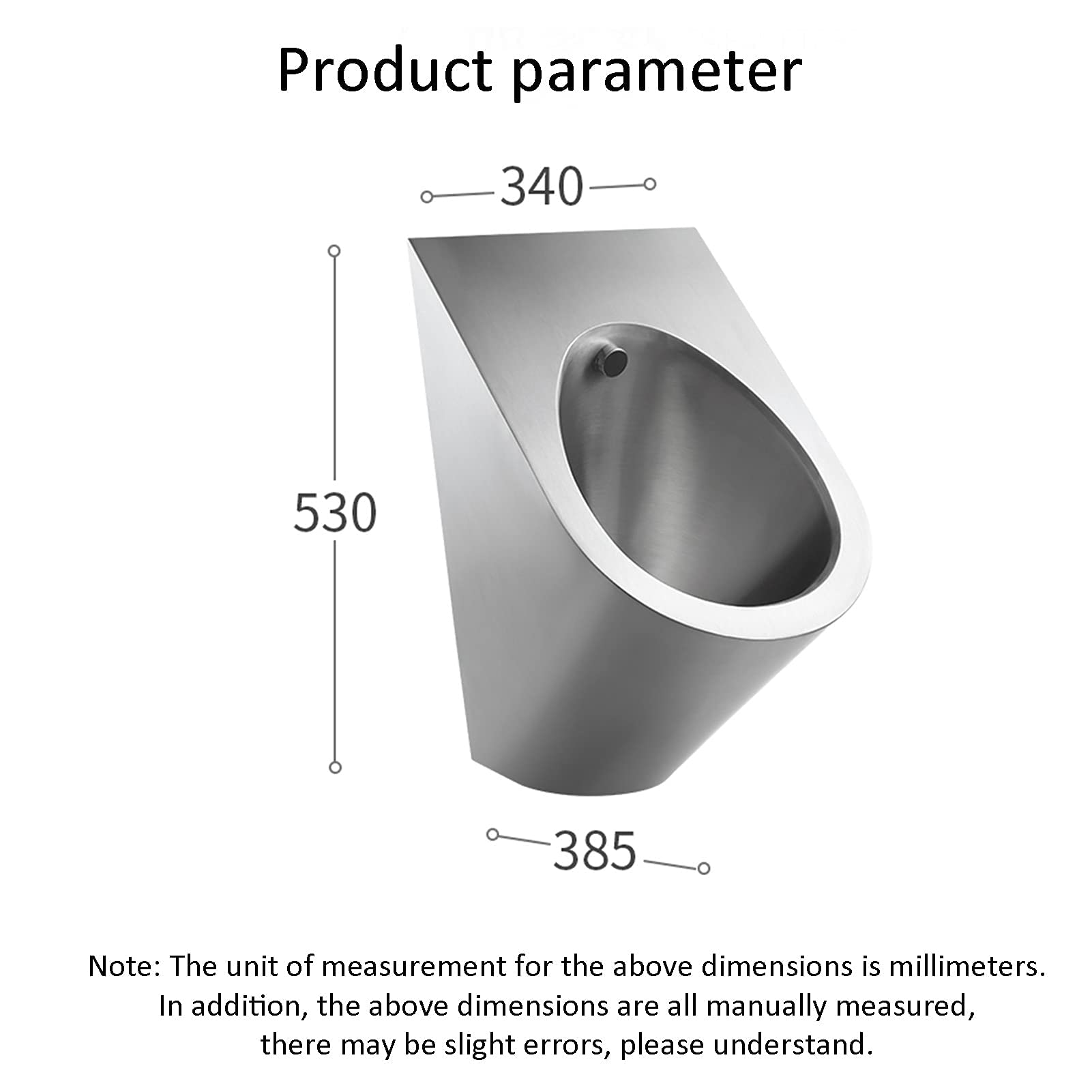 DFEDHF Wall-Mounted Stainless Steel Urinals, Household Vertical Men's Urinals, Small Commercial Induction Drainage Public Toilets, Used in Homes, Hotels, Schools, and Public Bar(Natural Urinal)