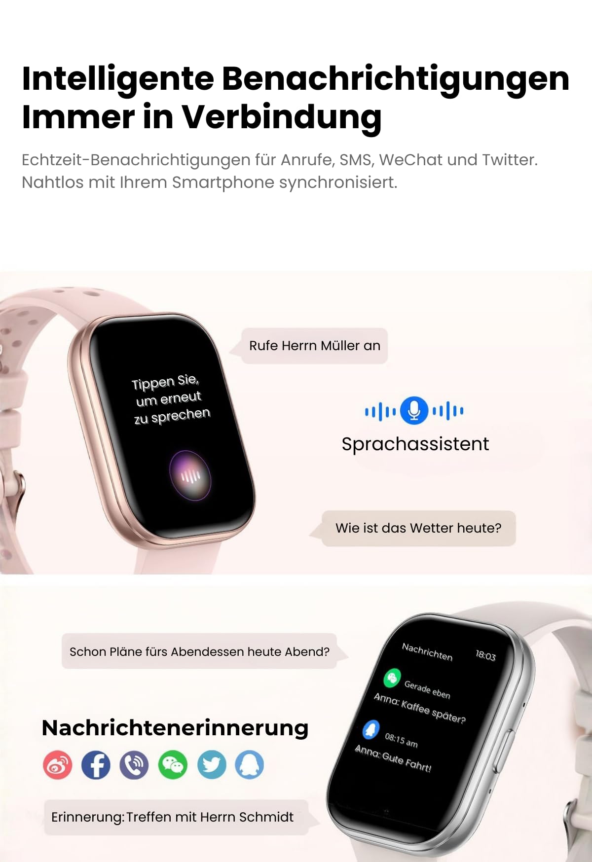 Smartwatch damski IW5 Lilac, wyświetlacz TFT 1,75", rozdzielczość 249 x 296, Smart Watch kompatybilny z systemem Android, Fitness Tracker, funkcje zdrowotne – fioletowy + złota bransoletka z