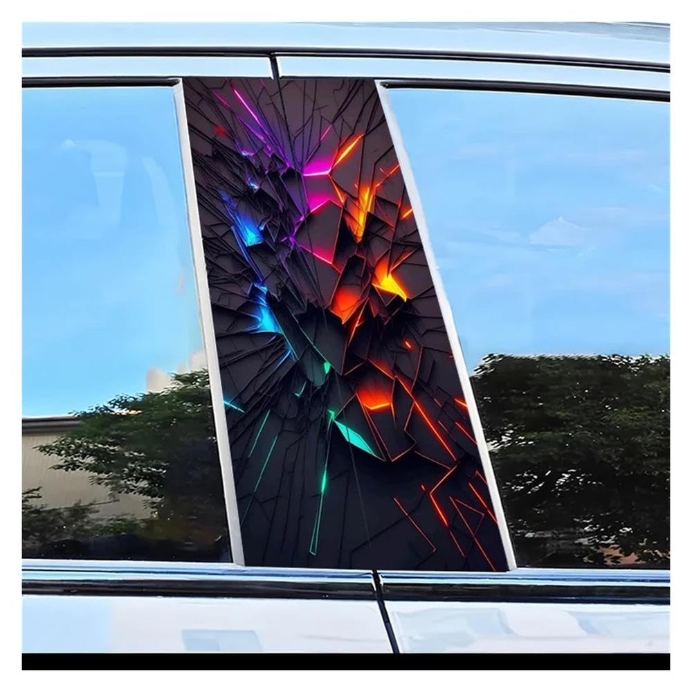 Auto Accessory 2pcs Car Door Post Decals Broken Neon Scratch-Resistant Personalized Film