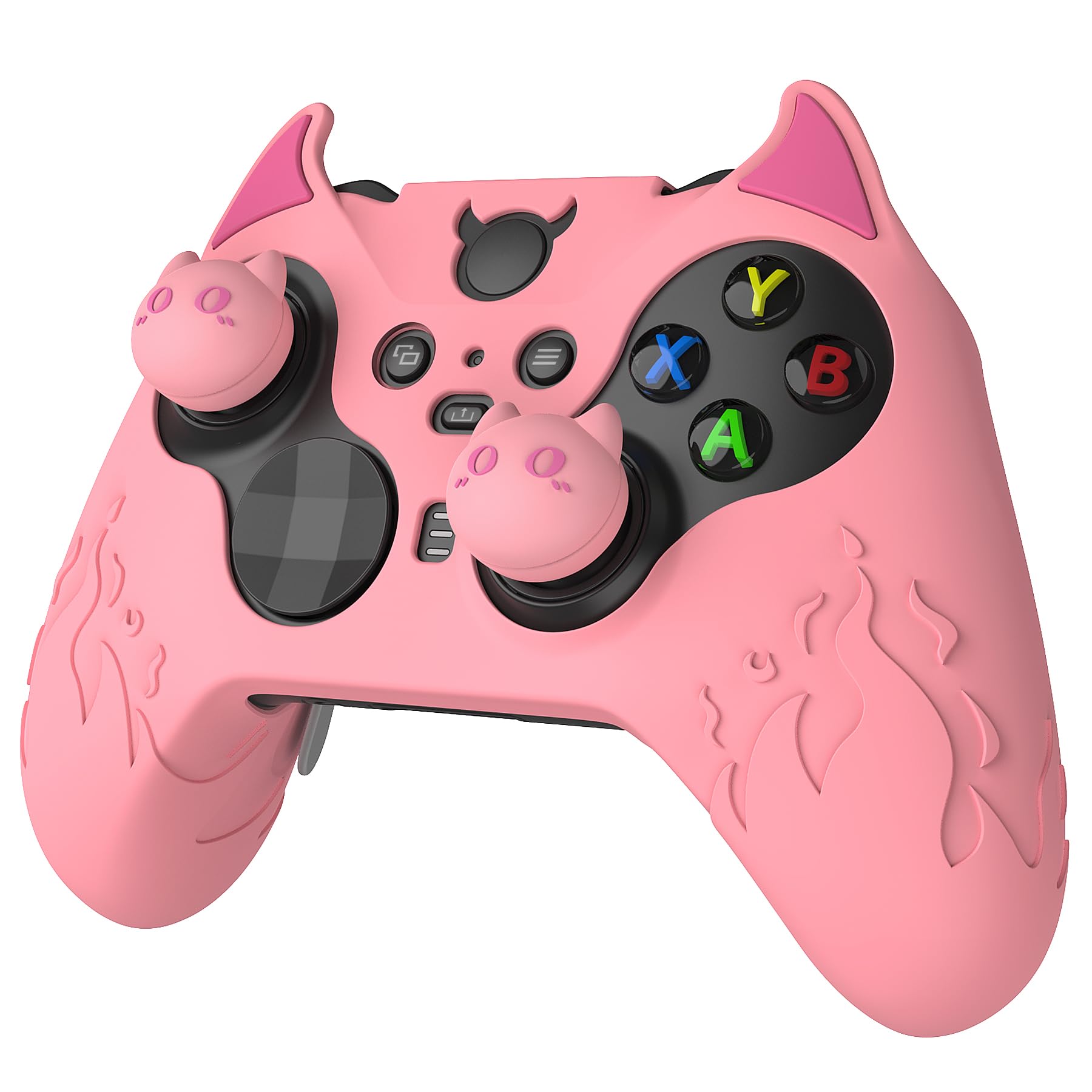 playvital Cover per Xbox Elite Series 2 Controller, Custodia Silicone Protettiva Antiscivolo Copri Analogici per Xbox Elite Series 2 Core Wireless Joystick, Demone Carino-Rosa