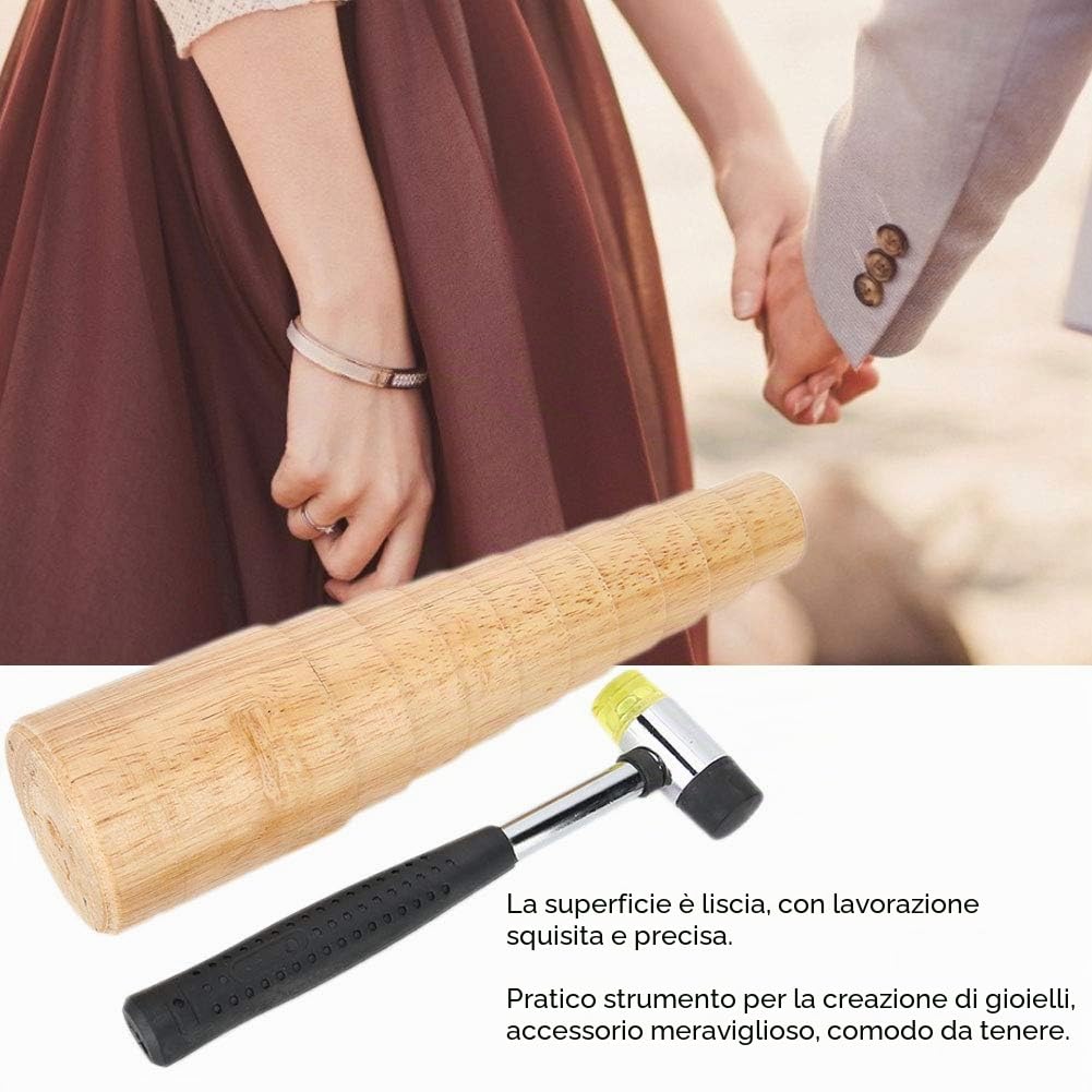Set di Strumenti per Gioielli, Martello di Gomma con Anello di Legno, Misuratore di Misura, Strumenti di Riparazione, Kit per Creazione Gioielli