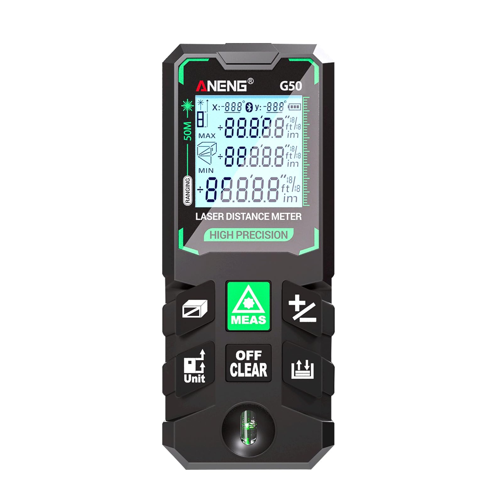 G120 Telémetro láser Inteligente de Alta precisión Medidor de Distancia láser Verde 30 Conjunto de Almacenamiento de Datos Herramienta multifunción de calibración (G50)