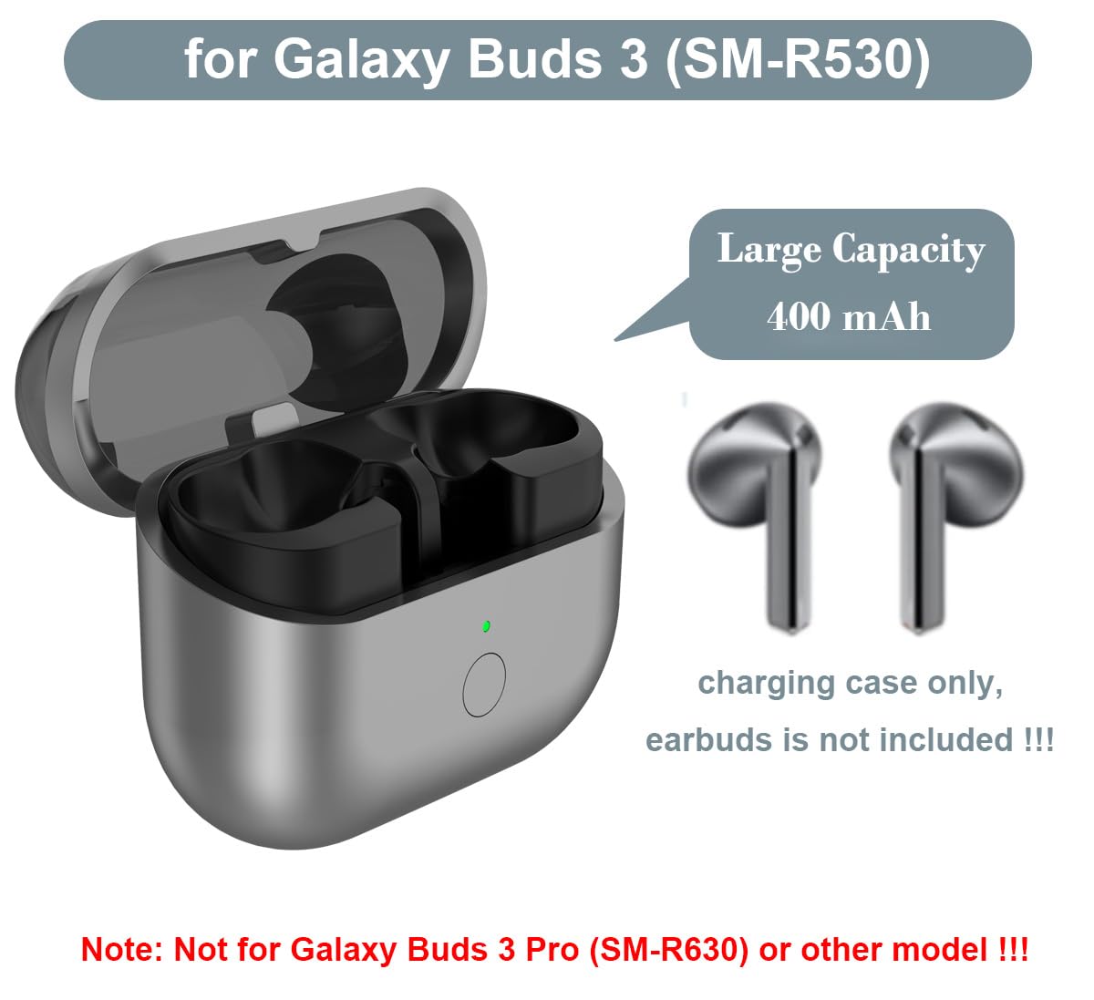 Étui de chargement pour Galaxy Buds 3, étui de chargeur portable pour écouteurs Samsung AI (pour Galaxy Buds 3 (SM-R530))