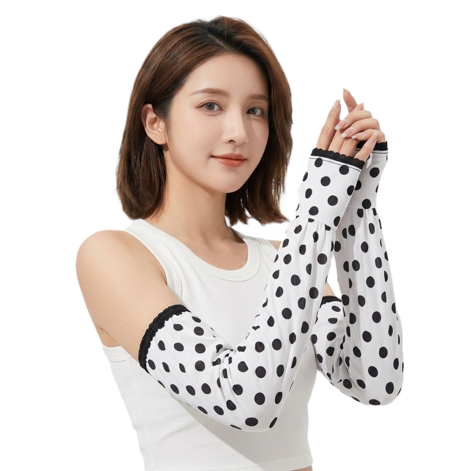 MOMISY UV Sun Protection Arm Sleeves with Thumb Hole Sun Protection Hand Cover for Running and Cycling for Women, Loose-Fit Cooling Cover, 1 Pair-image-26