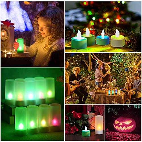 Topyond Bougies Chauffe-Plat Rechargeables sans Flamme à LED, 6 Couleurs changeantes avec télécommande, Bougies sans Flamme vacillantes pour la décoration intérieure, USB pour Une – Image 4