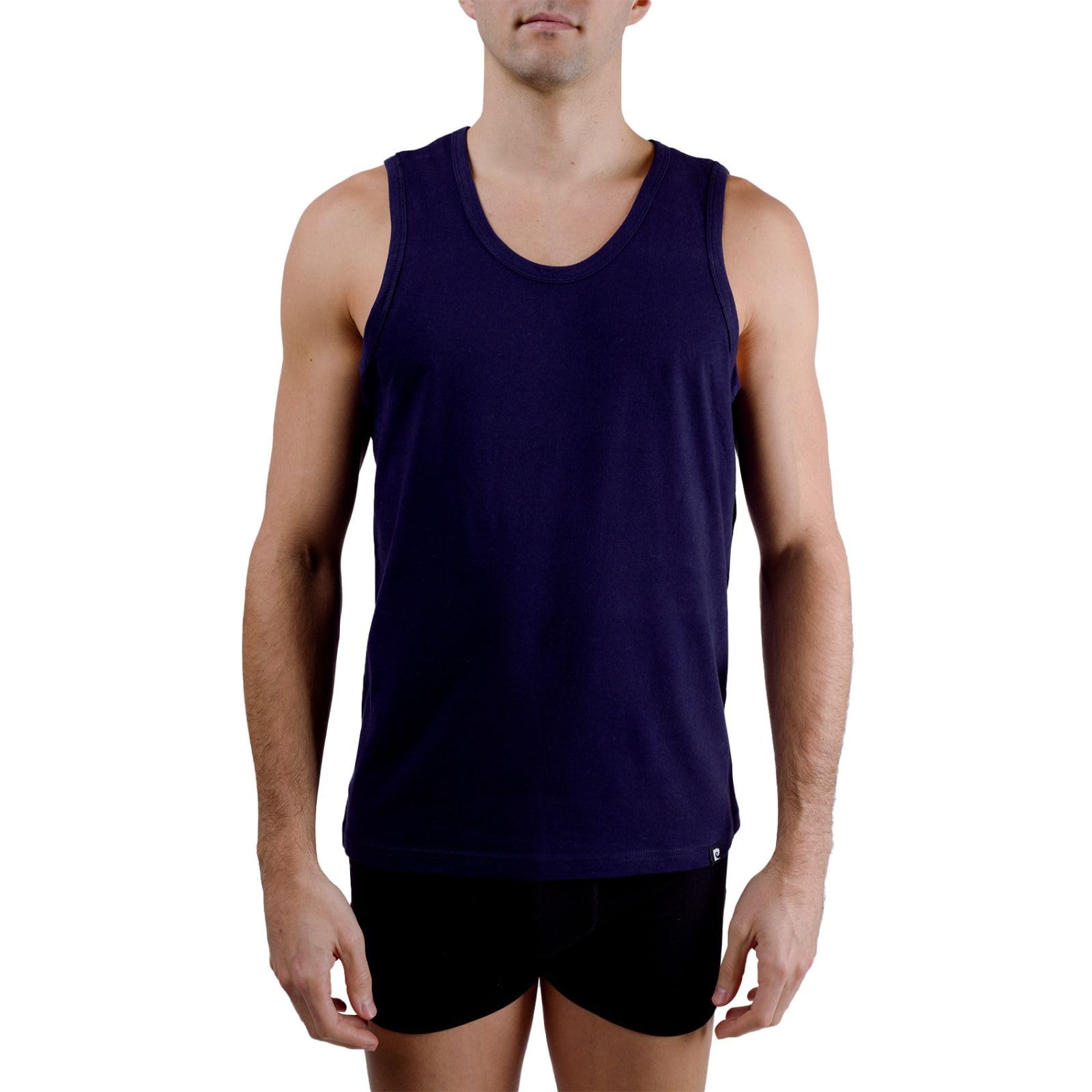pierre cardin underwear Men's Cotton Tank Top, Grey, Undershirt, Navy Blue, L