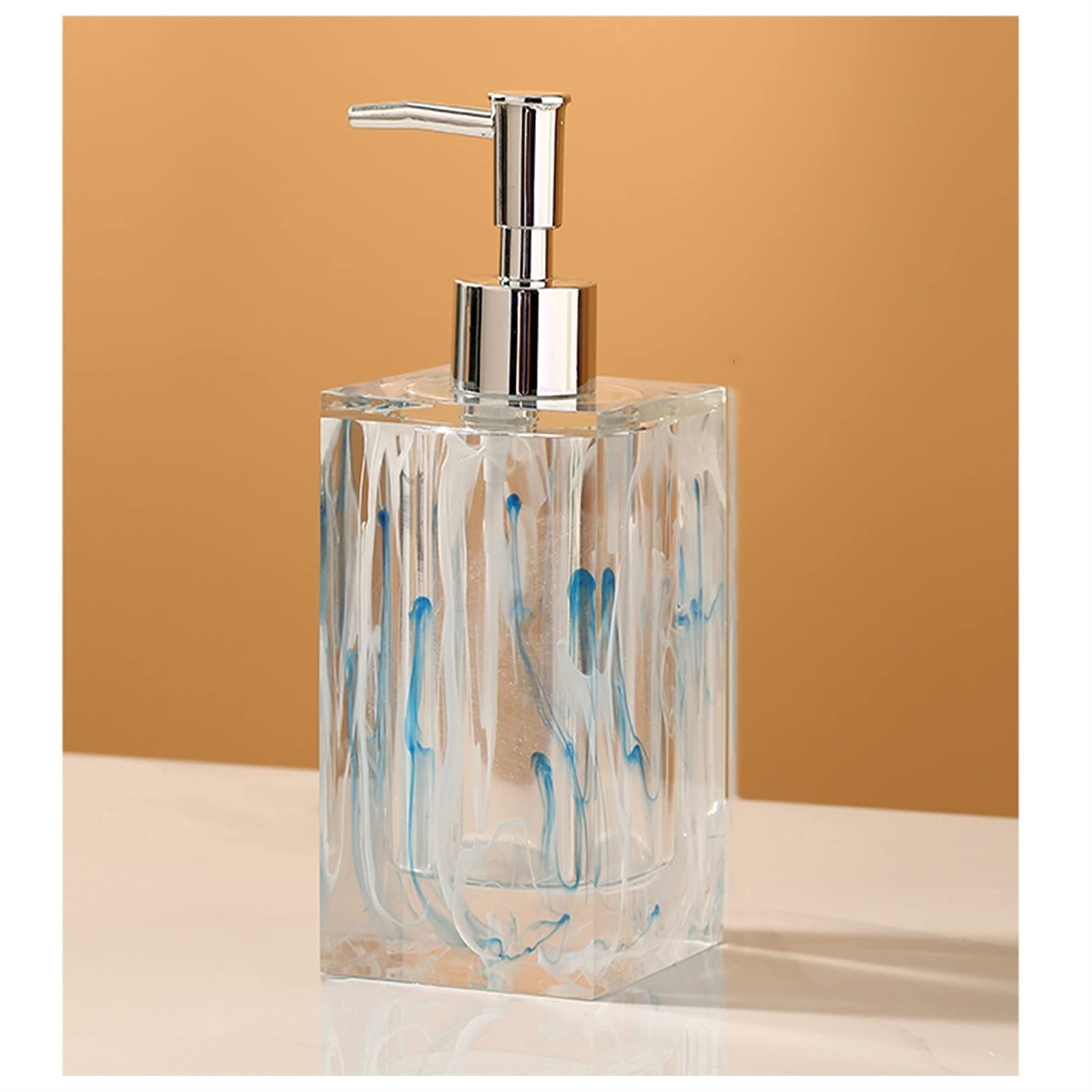 HDBCYUAZ Clear Glass Lotion Bottle Household Bathroom Dispensing Bottle Manual Squeeze Nozzle Soap Dispenser Countertop Soap Dispenser(B)