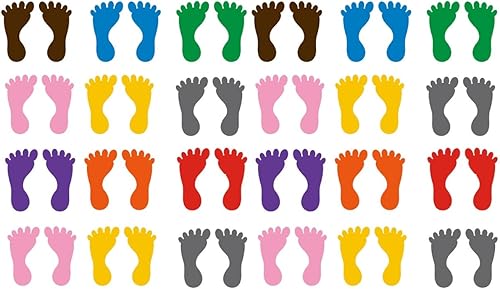 VILLCASE 24 pares de calcomanías de huellas para niños, guía de dibujos animados, calcomanías de piso, calcomanías de huellas para oficina, escuela,