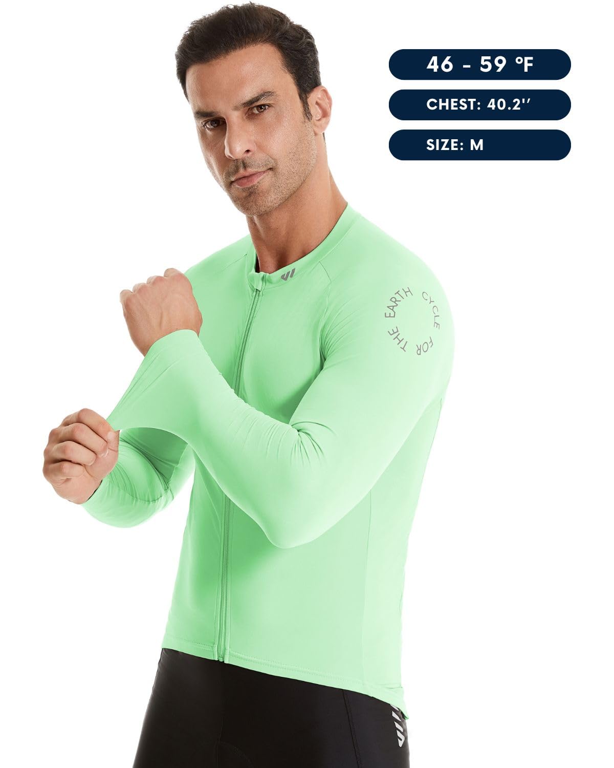 Wulibike Maglia da ciclismo da uomo a maniche lunghe, per bici da strada, cerniera completa con tasche, adatta per primavera e autunno.