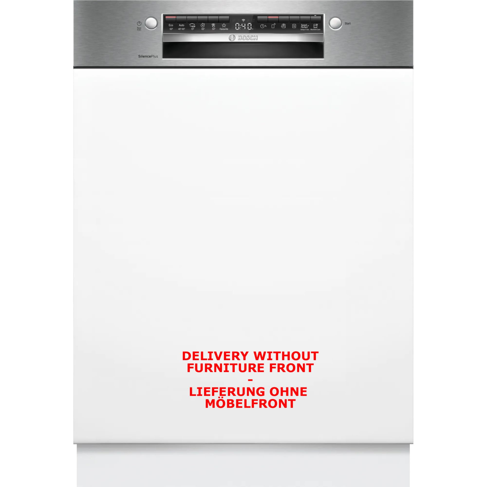 Bosch SMI4ETS08E Serie 4 - Lavavajillas inteligente parcialmente integrado (60 cm, cesta para cubiertos, lavavajillas con asistente de programación, muy silencioso, cesta superior regulable en altura,
