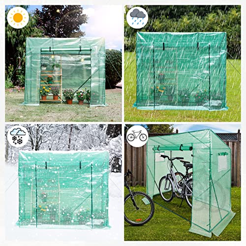 Foto von Yorbay Foliengewächshaus Gewächshaus für Tomaten, mit Gitternetzfolie und Fernster für Garten zur Aufzucht, Schrägdach, Grün, 200 x 80 x 173/143cm (LxBxH) Mehrweg