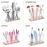 Vista 4 de mDesign Organizador de plástico con soporte para tazas, organizador de almacenamiento dividido para escritorios, oficina, mesas, espacios