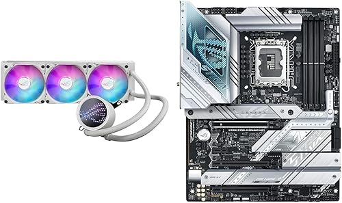 ASUS ROG RYUO III 360 ARGB White Edition All-in-one AIO Enfriador líquido para CPU Radiador de 14.173 in y ROG Strix Z790-A Gaming WiFi LGA 1700