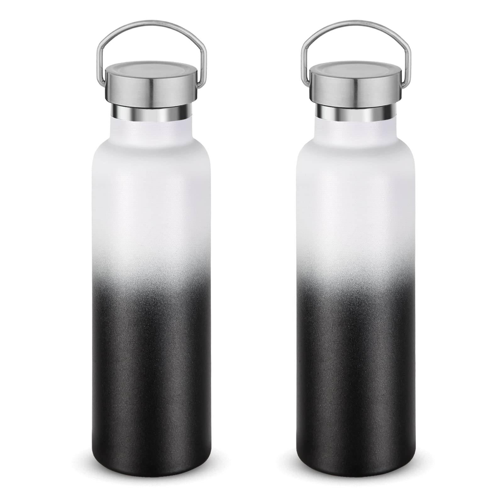 Neihepal 24oz Stainless Steel Water Bottle - Vacuum Insulated Cold Grey Flask With Straw Lid