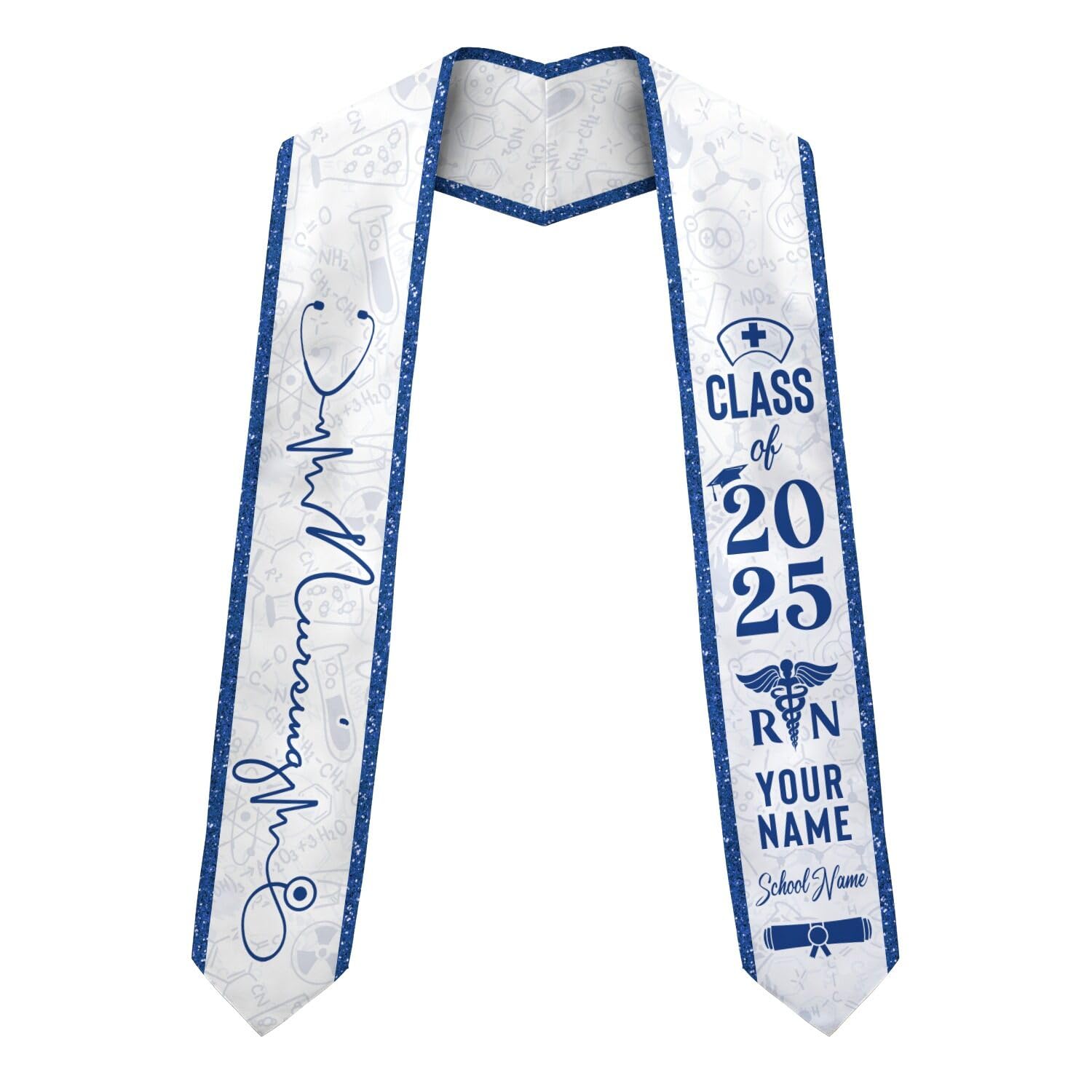 MonkeyVan Personalized Graduation Stole for Nursing Student, Nursing Stole Graduation 2025, RN Nursing Sash Grad Gifts S306