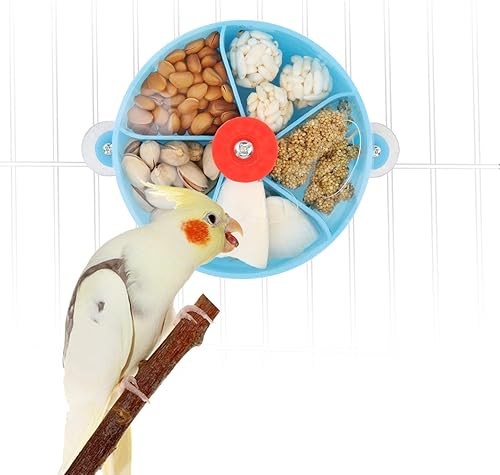 Miniatura 10 de Bird Creative Foraging System Wheel Seed Food Ball Rotate Training Toy for Small and Medium Lorts Periquito Cockatiel Conure (Púrpura)