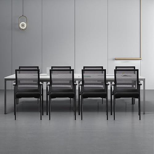 Miniatura 8 de KLASIKA Silla de escritorio sin ruedas, silla de brazo con soporte lumbar ergonómico y cojín de asientos gruesos, sillas de sala de espera para