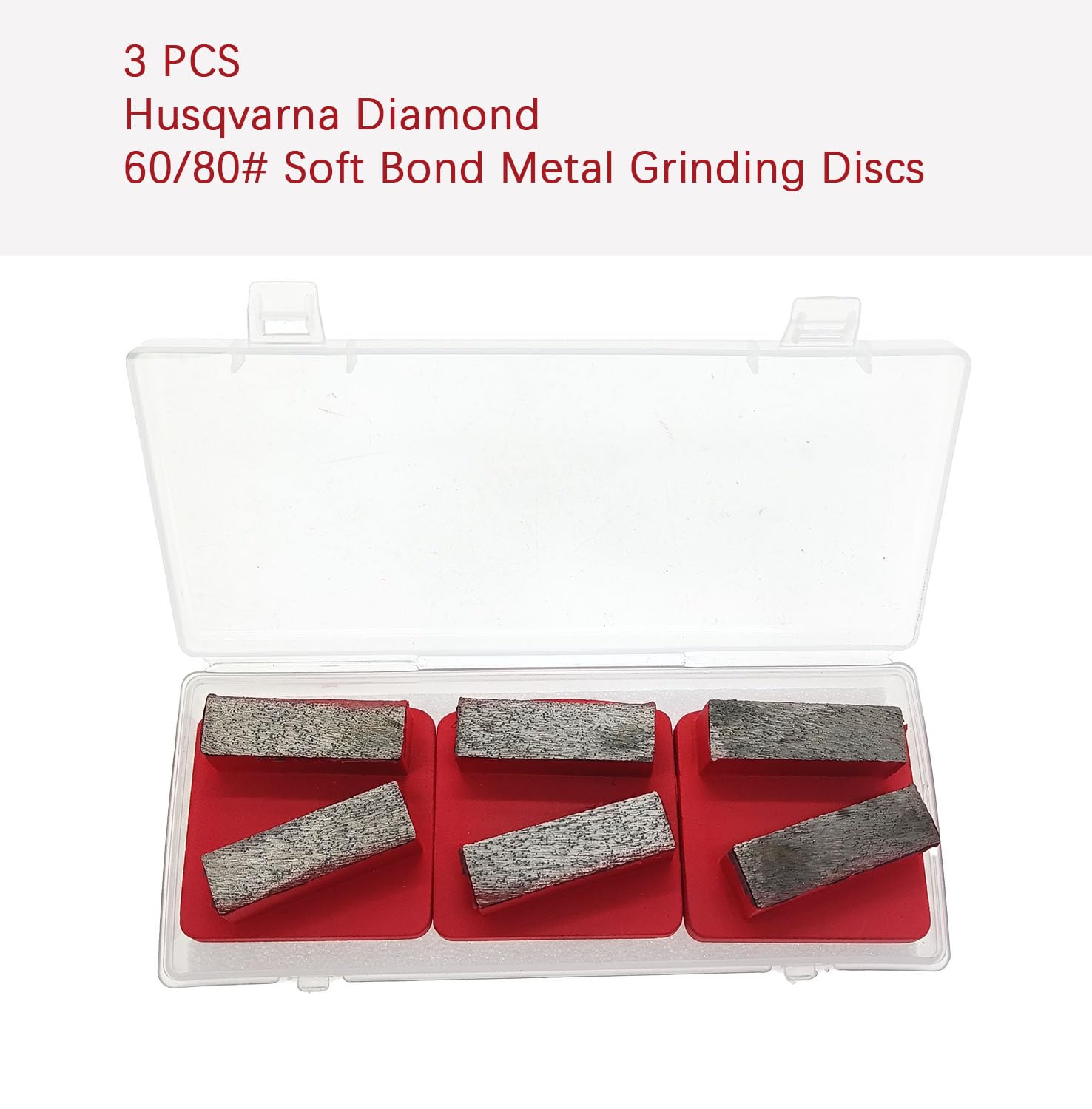 Redi-Lock - Disco de preparación de suelo de hormigón, zapatas de molienda de metal de diamante, segs de doble barra compatibles con amoladora Husqvarna, grano 60/80, unión suave, 3 unidades