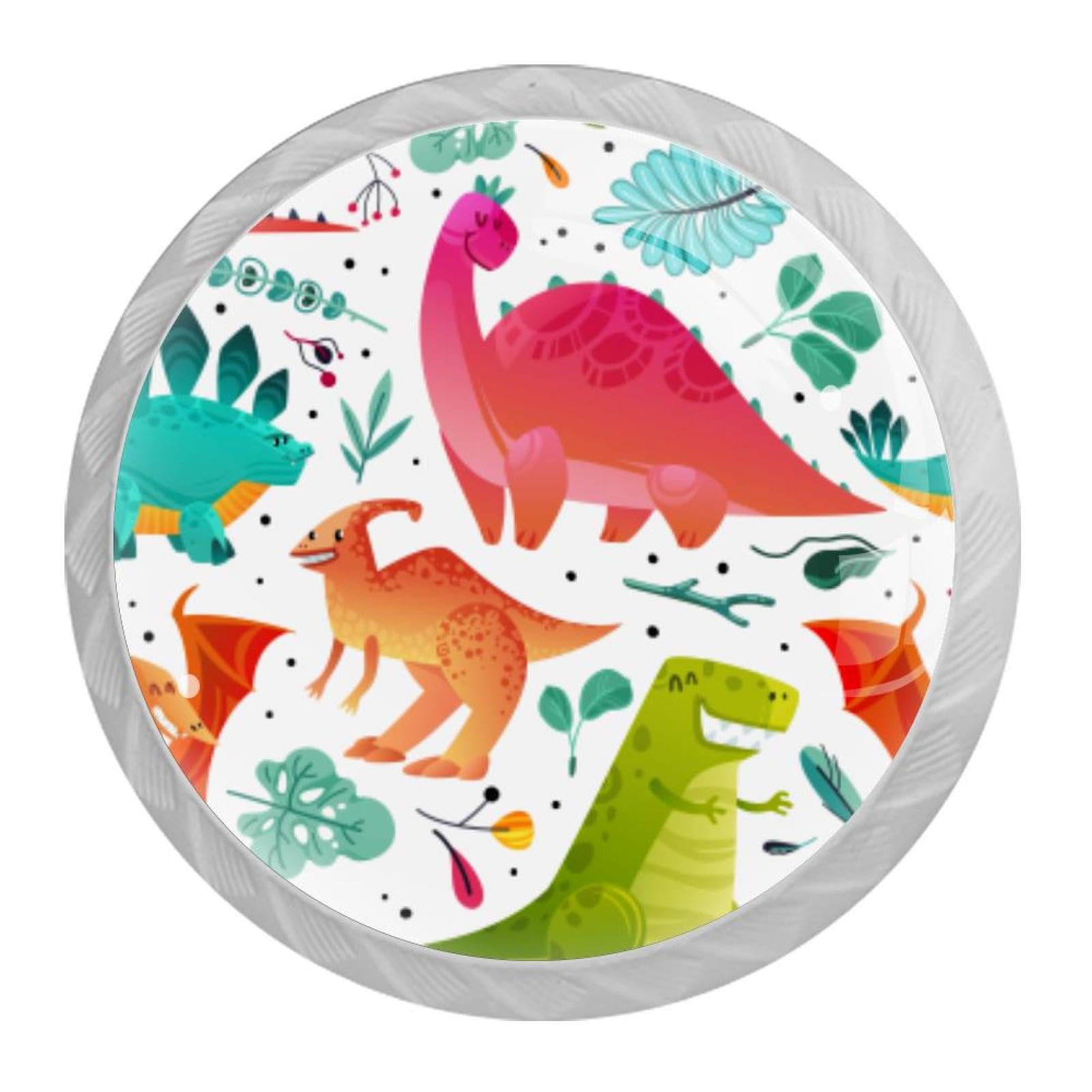 Tqmspg Multi05 4 Pieces Drawer Pulls Cute Dinosaurs Door Knobs Dresser Handles For Kitchen Wardrobe Cupboard Hardware Furniture