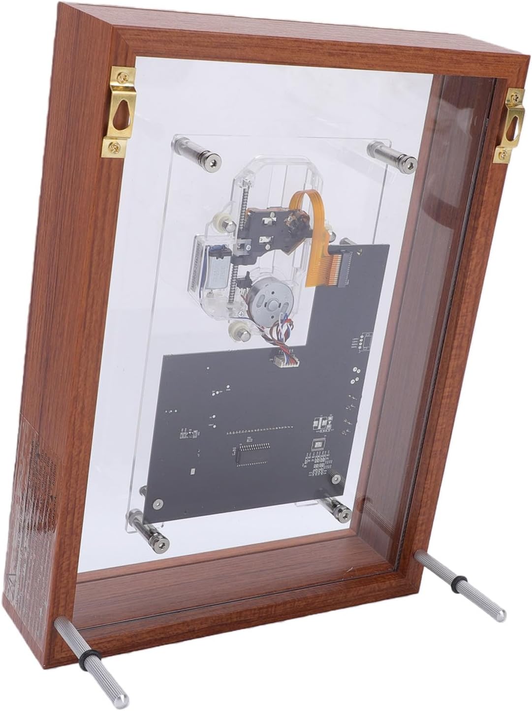 Dpofirs Bluetooth CD Player, with Transparent Frame, Wall Mount or Desktop Music Player with Battery, AUX Input, for Home Decor Audio