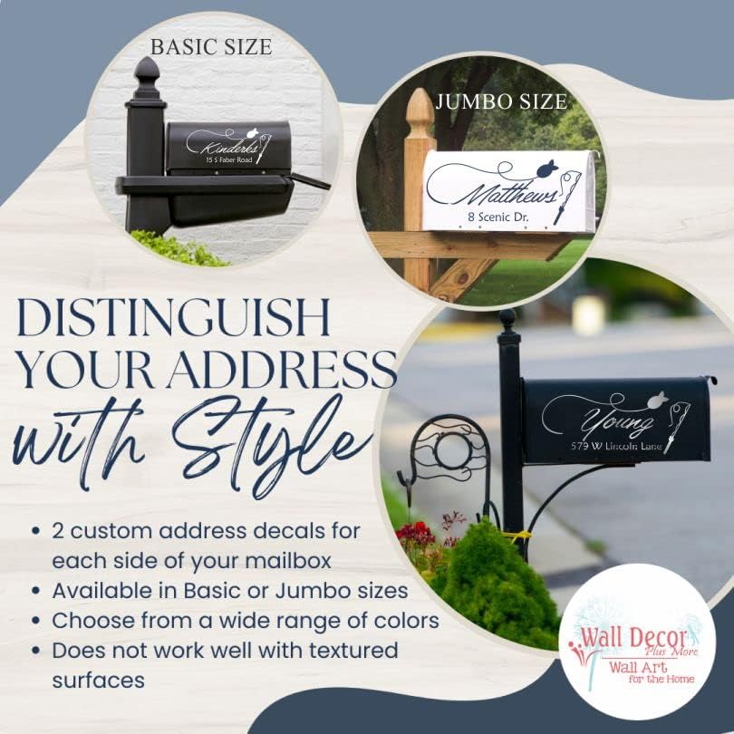 Miniatura 3 de Calcomanías de vinilo para buzón de correo, caña de pescar con letras personalizadas con nombre y dirección personalizada, juego de 2