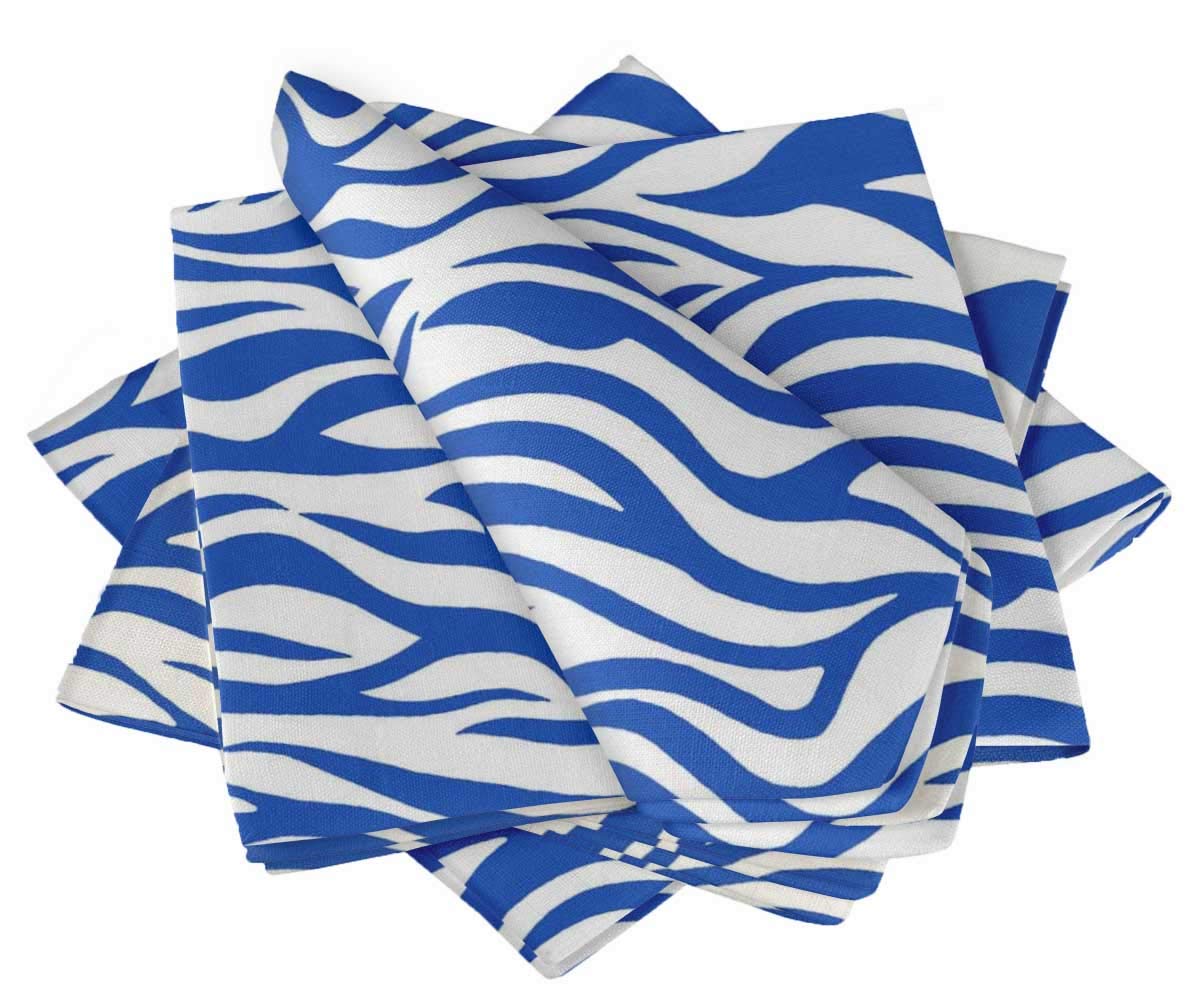 Serviette de table en tissu bleu stripe S4Sassy lot de 6 linge de repas lavable 50x50 cm