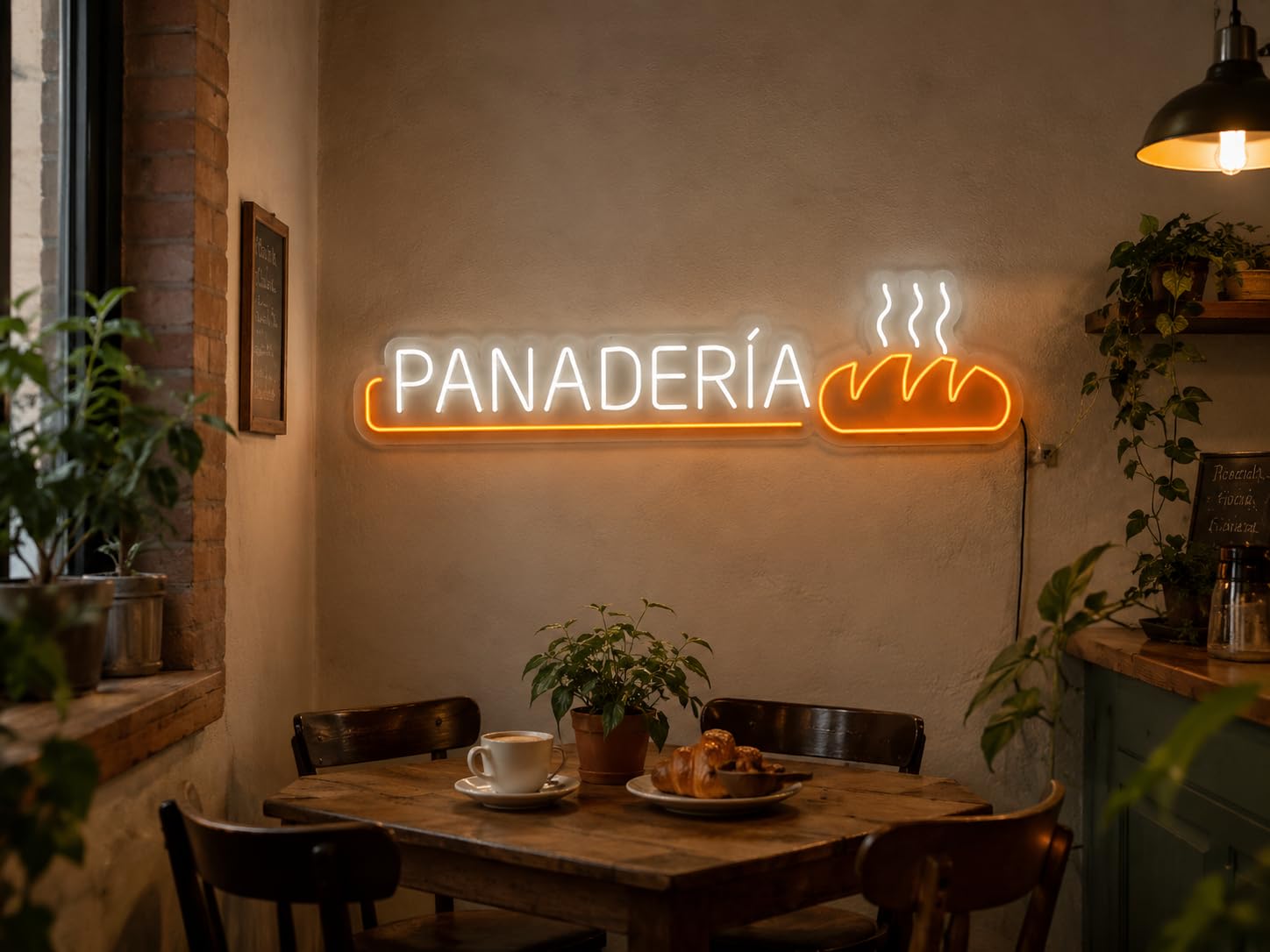 Letrero Panaderia para negocios Cartel Luminoso LED Escaparate, Decoración de Pared en Metacrilato, Luz Brillante, aproximadamente 101X22 cm alimentación 12v