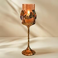 Vista 11 de Decozen Portavelas con vidrio y marco decorativo con acabado dorado para decoración del hogar, consola, centro de mesa, centro de mesa, jardín