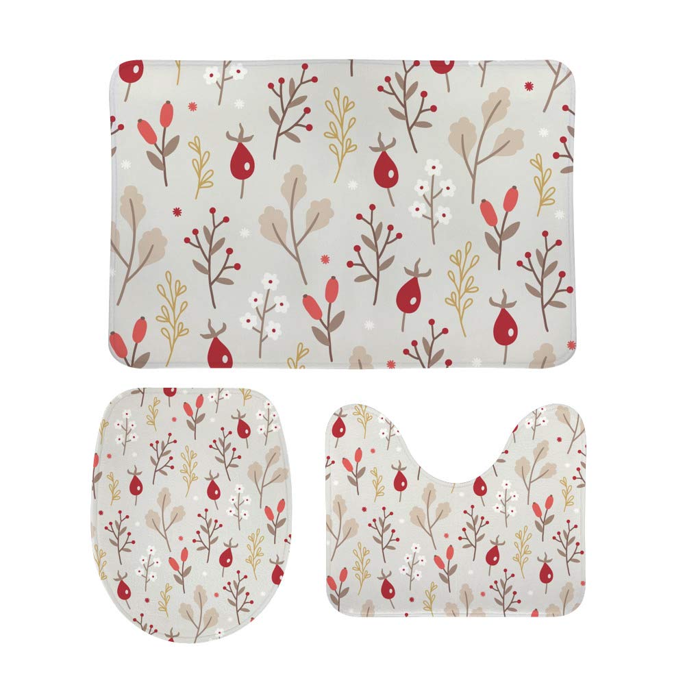 Lot de 3 tapis de bain en mousse à mémoire de forme CHEHONG gris | Douceur et sécurité absolues