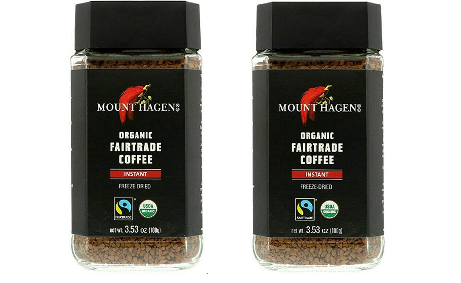 Mount Hagen Freeze Dried Instant Coffee- 3.53 Oz Jars- 2 Pack