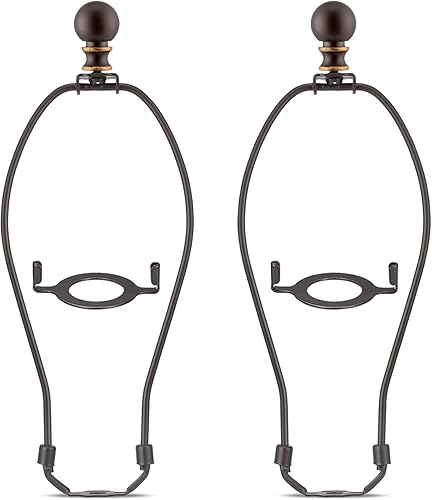 Miniatura 8 de Arpa de pantalla de lámpara de bronce con remates de lámpara, 12 pulgadas, 2 juegos de arpa de lámpara con sillín estándar de 38, base de luz E26