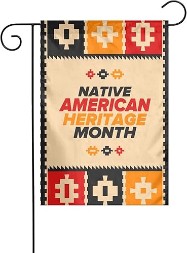Miniatura 1 de Bandera de jardín del Mes de la Herencia Nativa Americana 2023 de doble cara vertical al aire libre, letrero decorativo de bienvenida para el hogar,
