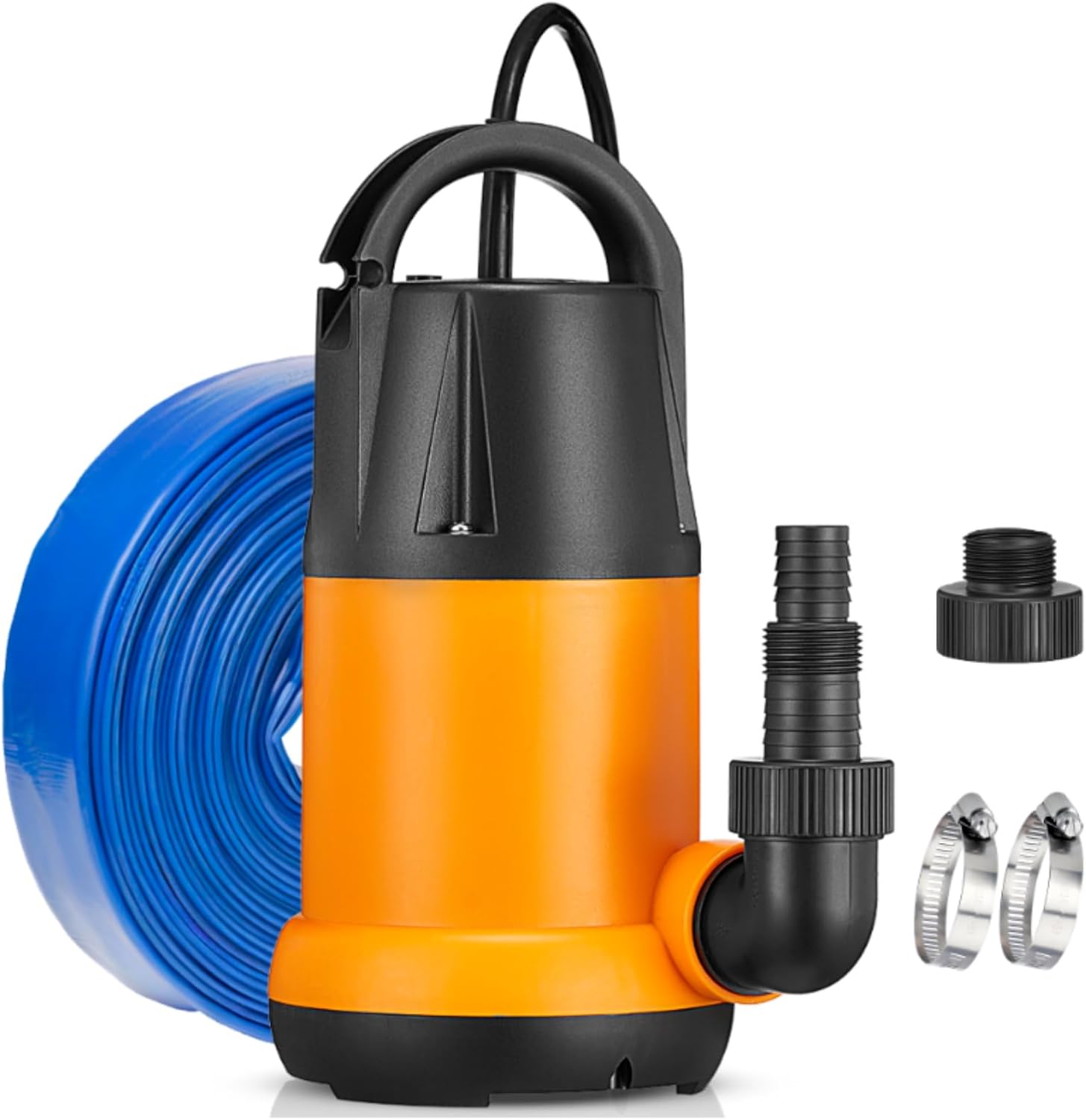 Submersible Sump Pump, Water Pump With 25Ft. Water Hose, Portable Utility Pump, Water Transfer Pump with 25-Foot Cord, 4000 GPH, Ideal for Swimming Pool, Garden Pond, Basement 1 1/2 HP with hose kit