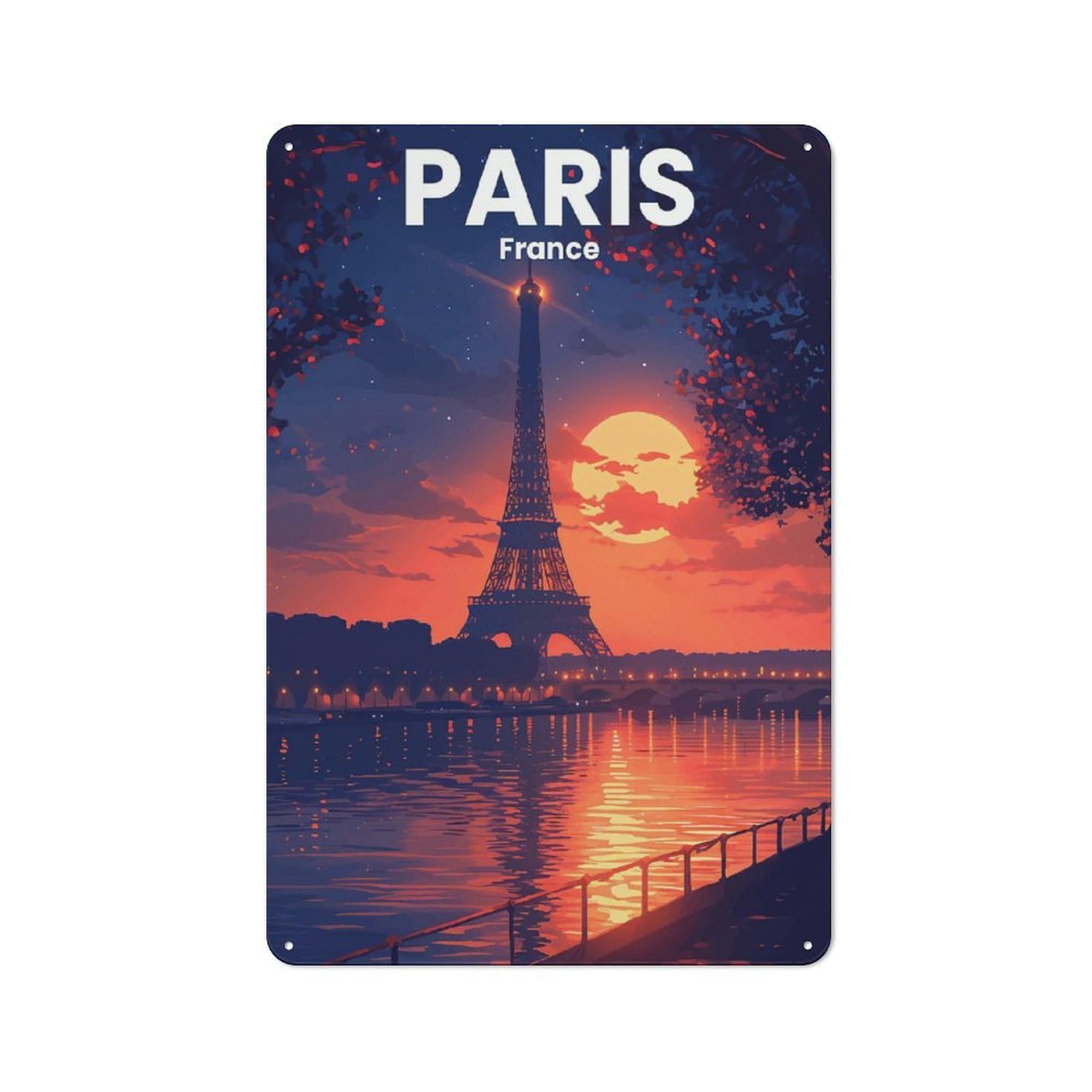 Junmoney Paris 30X20cm Rustic Metal Sign With For Guest Room Or Hallway, For Vintage Wall Decor Fans, For Metal Sign Collectors