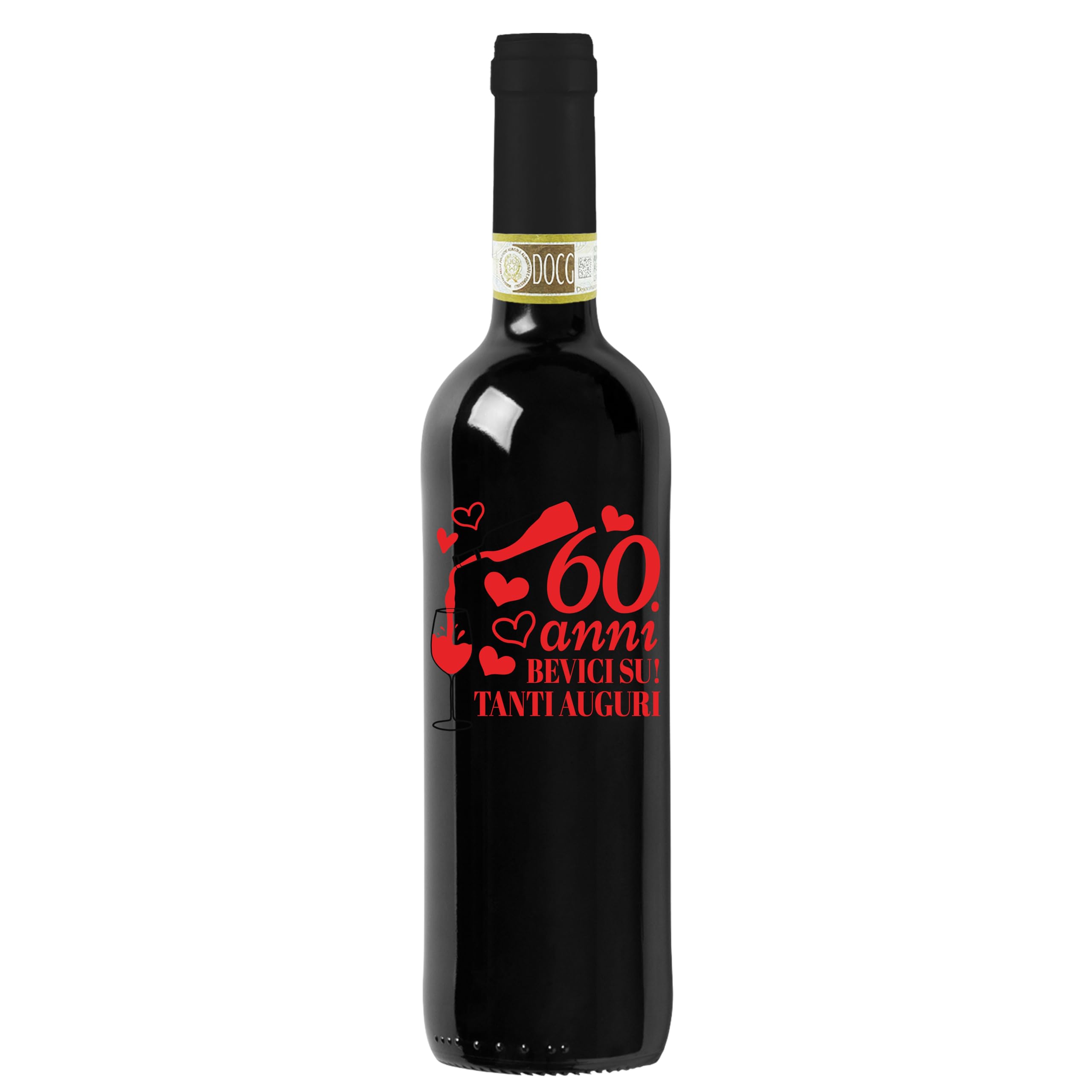 Chianti DOCG personalizzato per il compleanno, idea originale per regalo di compleanno, per lui e per lei, tanti auguri. (Bevici su! 60 anni)
