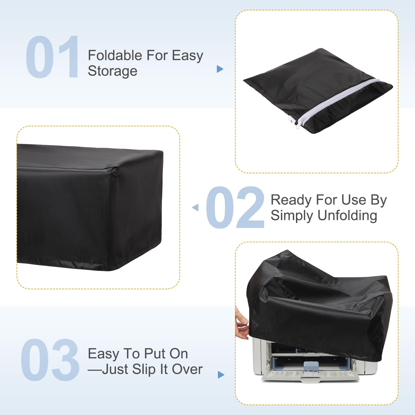 PATIKIL 45 x 40 x 25cm Funda Protectora Contra Polvo Para Impresora Negro | 1Pcs, Funda Protectora De Poliéster Impermeable Y Antiestática Para Varias Impresoras O Fotocopiadoras
