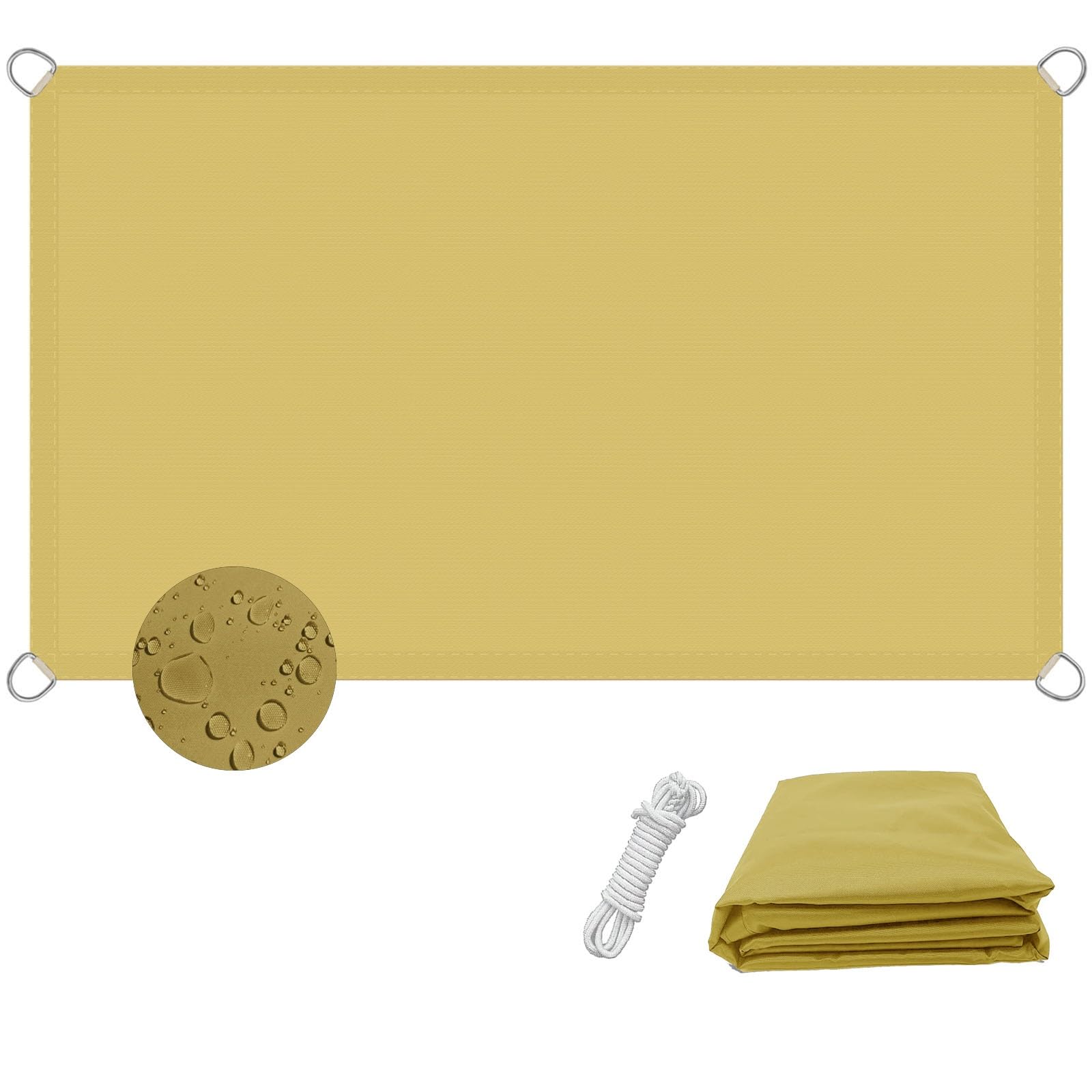 Voile d'ombrage pour jardin et terrasse 2,5x5 m jaune sable anti-pluie