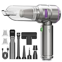KITBEZN Aspirabriciole Senza Fili, 26000Pa Aspirapolvere Auto Portatile, 4 in 1 Mini Aspirapolvere Portatile Senza Fili con Ricarica Rapida, Aspirapolvere Potente per Auto Casa Ufficio, Argenteo