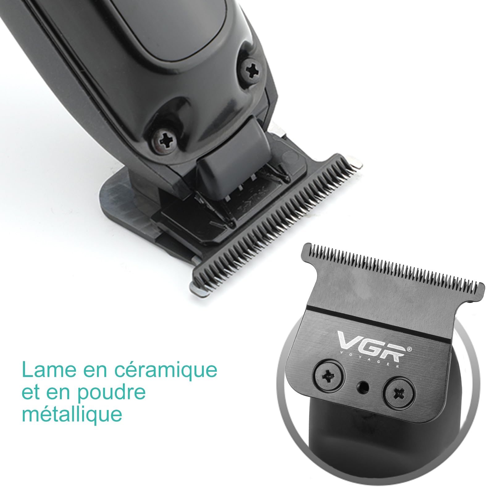 Tondeuse à Cheveux VGR V-080 Bleu - Rechargeable Avec Accessoires - Idéale Pour Le Corps Et Le Visage