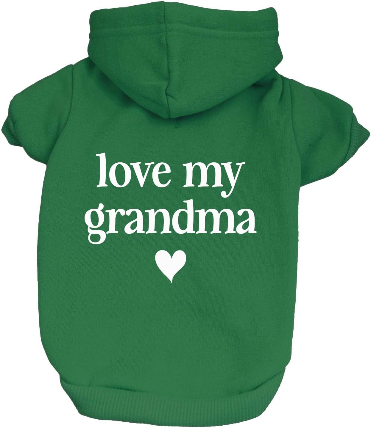 Love My Grandma Mother's Day, Valentine's Day Dog Hoodie Fleece Lined Pullover Sweatshirt with Leash Hole (Green, X-Large 399)