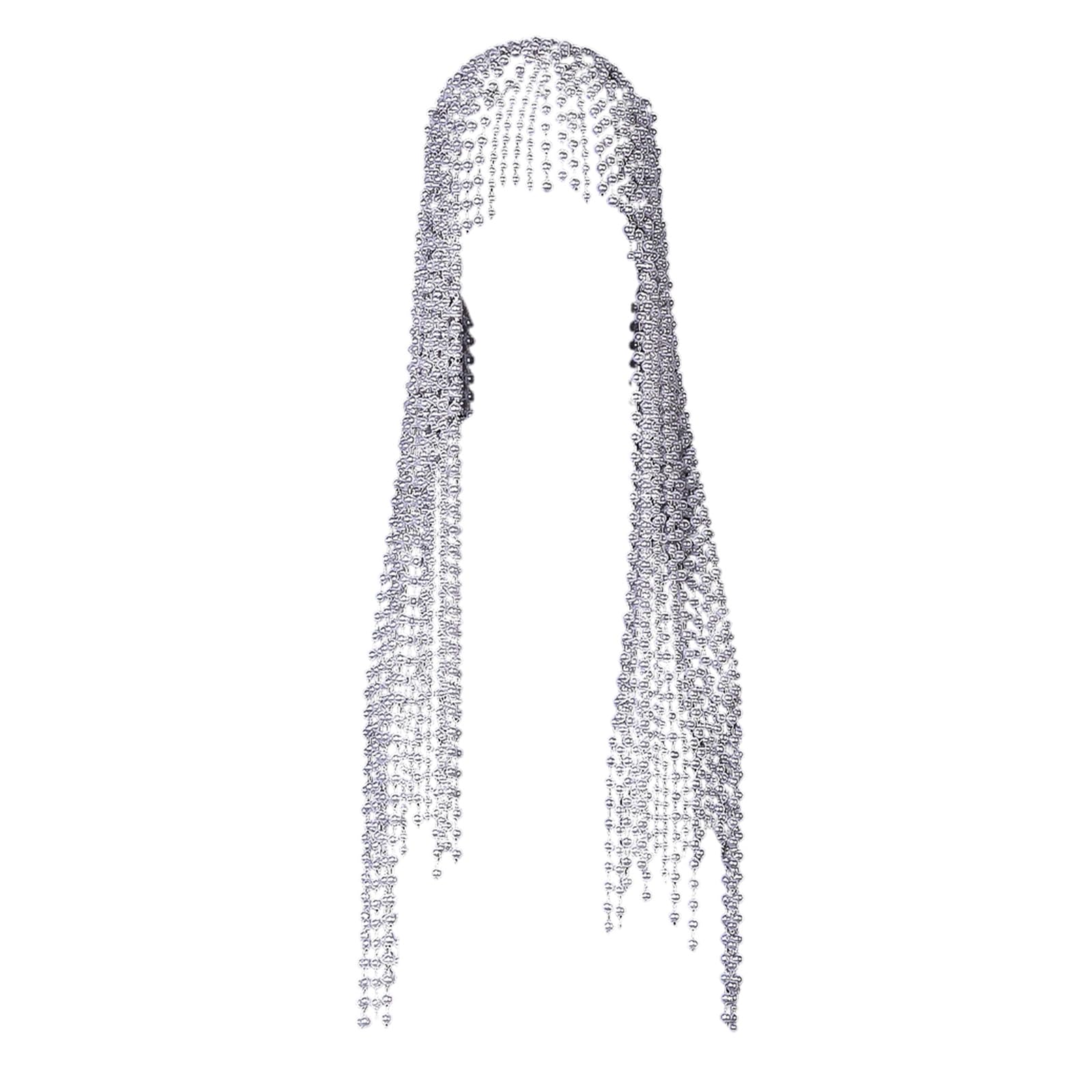 Accessorio per capelli impreziosito da cristalli Fascia per capelli vintage con frange per feste e occasioni speciali Gioielli per capelli con perle finte